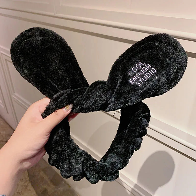 🎀 Soft Coral Fleece Bow Headband – Animal Ears & Turban Style 🎀
