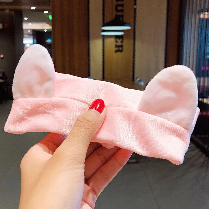 🎀 Soft Coral Fleece Bow Headband – Animal Ears & Turban Style 🎀