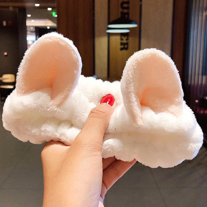 🎀 Soft Coral Fleece Bow Headband – Animal Ears & Turban Style 🎀