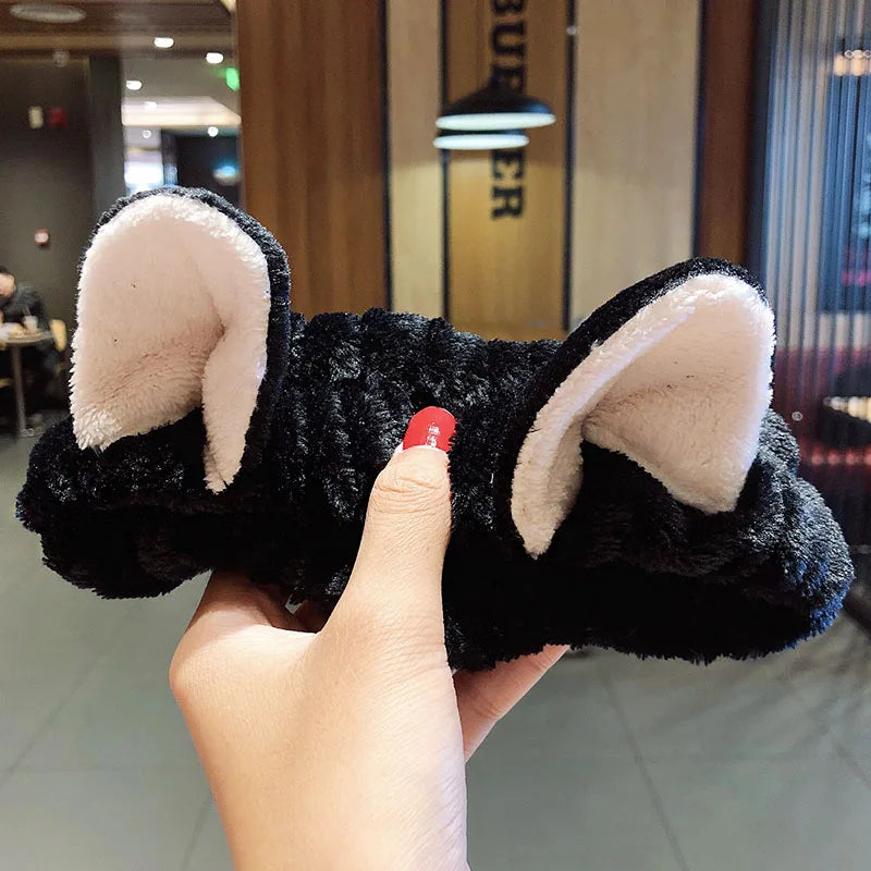🎀 Soft Coral Fleece Bow Headband – Animal Ears & Turban Style 🎀