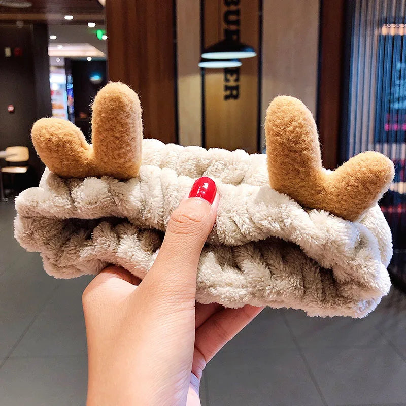 🎀 Soft Coral Fleece Bow Headband – Animal Ears & Turban Style 🎀