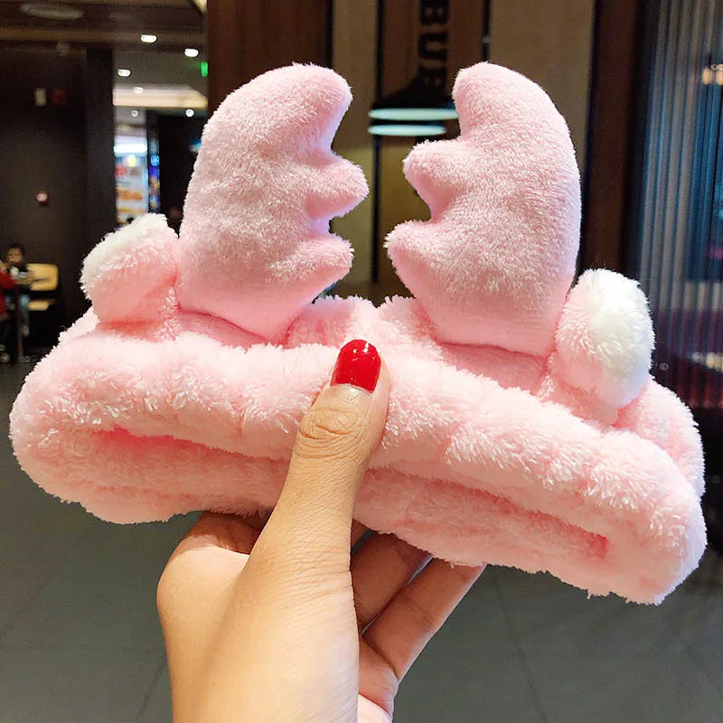 🎀 Soft Coral Fleece Bow Headband – Animal Ears & Turban Style 🎀