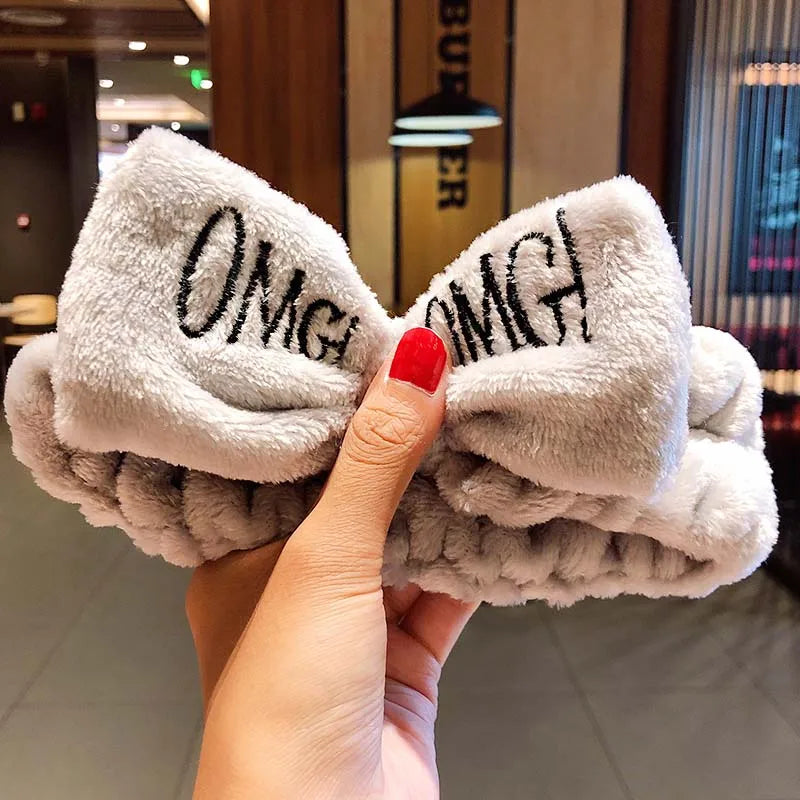 🎀 Soft Coral Fleece Bow Headband – Animal Ears & Turban Style 🎀