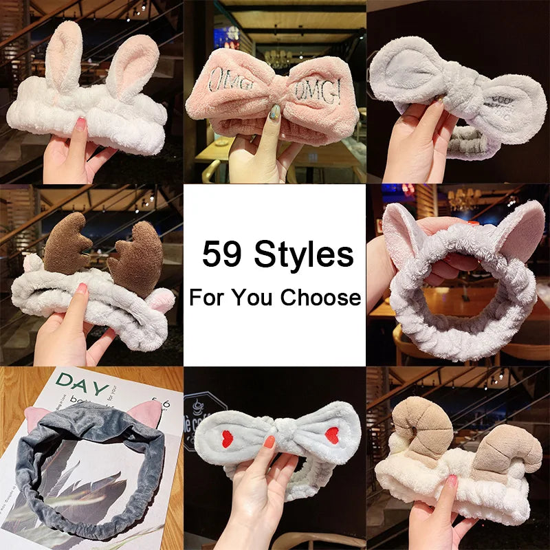 🎀 Soft Coral Fleece Bow Headband – Animal Ears & Turban Style 🎀
