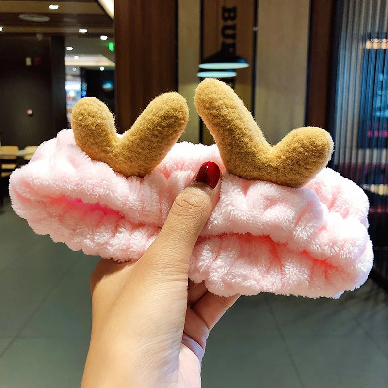 🎀 Soft Coral Fleece Bow Headband – Animal Ears & Turban Style 🎀