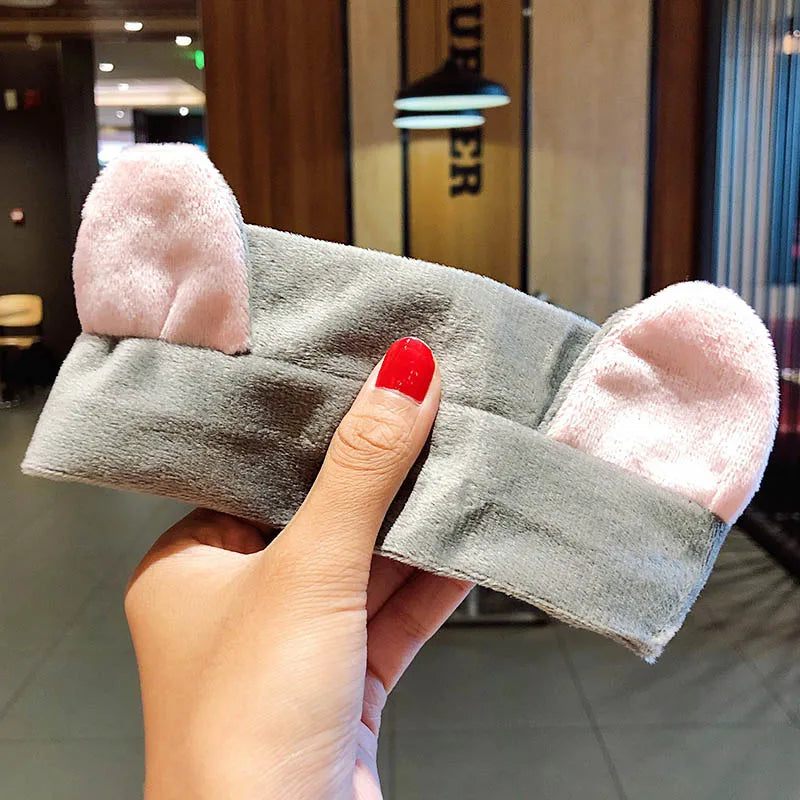 🎀 Soft Coral Fleece Bow Headband – Animal Ears & Turban Style 🎀