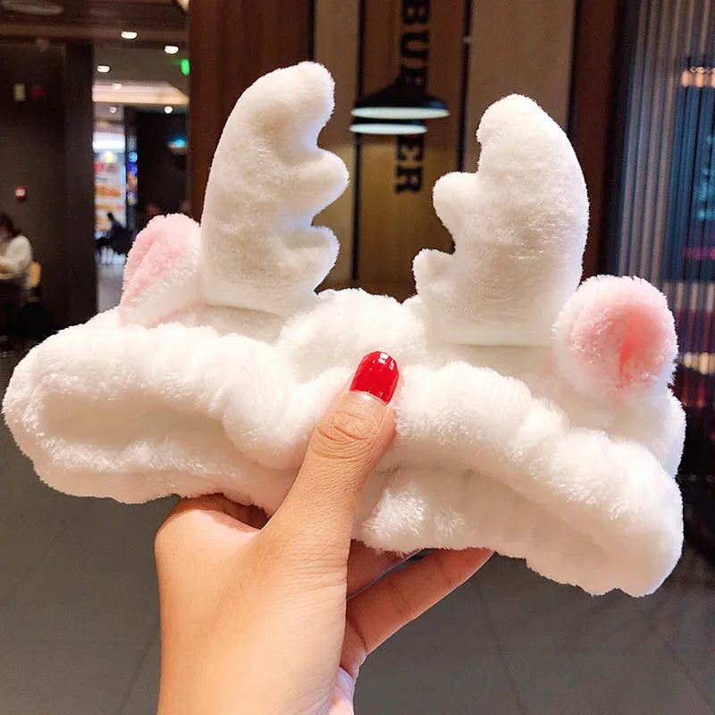 🎀 Soft Coral Fleece Bow Headband – Animal Ears & Turban Style 🎀