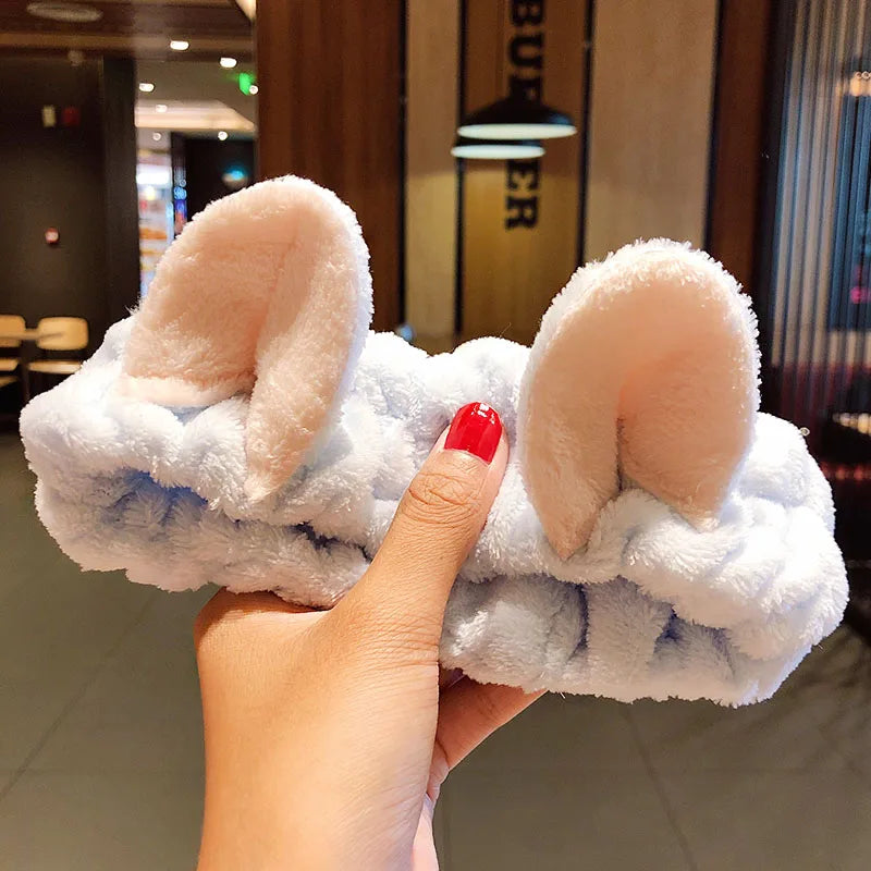 🎀 Soft Coral Fleece Bow Headband – Animal Ears & Turban Style 🎀