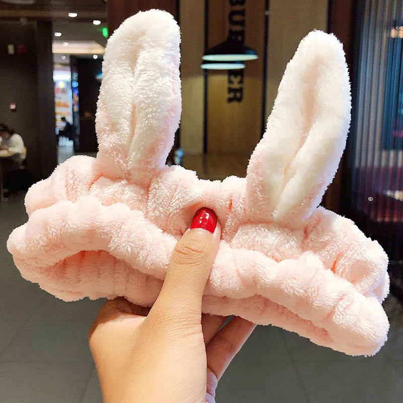 🎀 Soft Coral Fleece Bow Headband – Animal Ears & Turban Style 🎀