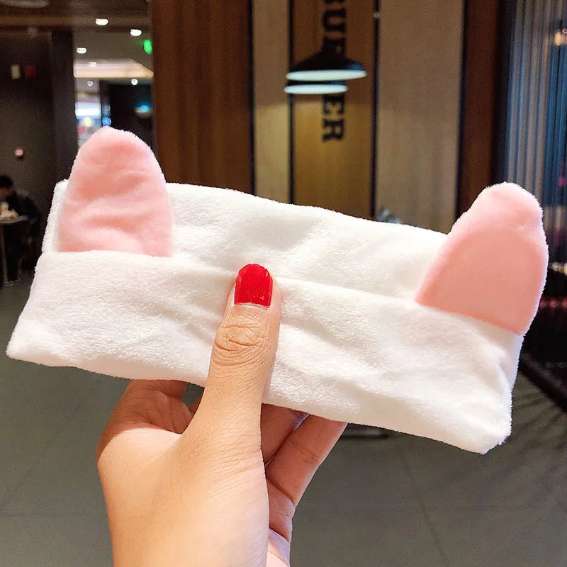 🎀 Soft Coral Fleece Bow Headband – Animal Ears & Turban Style 🎀