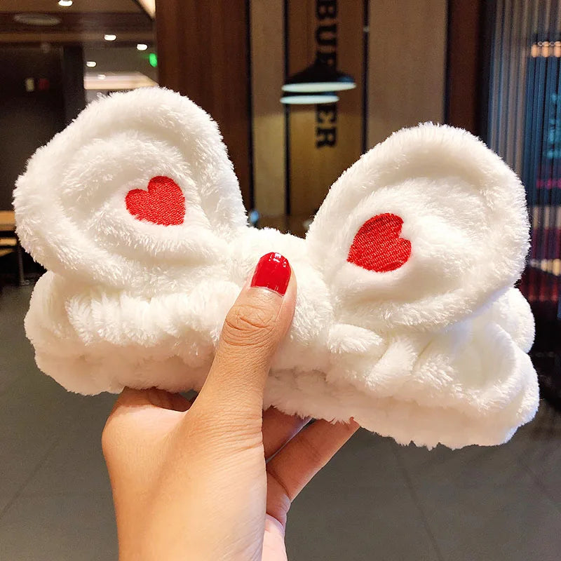 🎀 Soft Coral Fleece Bow Headband – Animal Ears & Turban Style 🎀