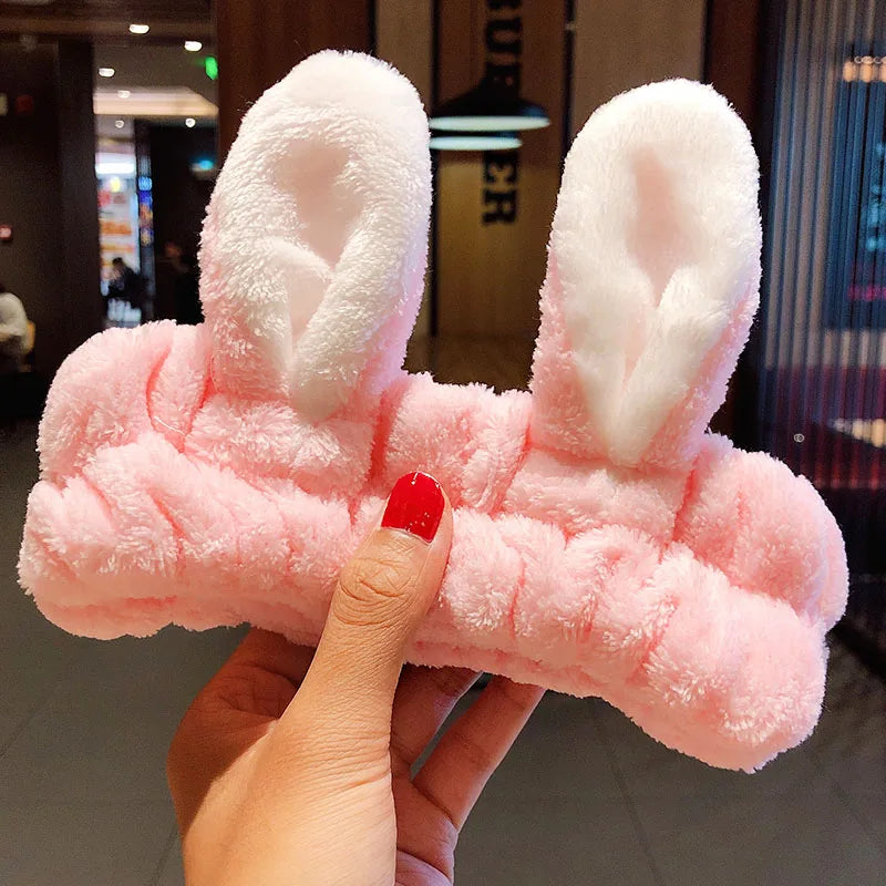 🎀 Soft Coral Fleece Bow Headband – Animal Ears & Turban Style 🎀