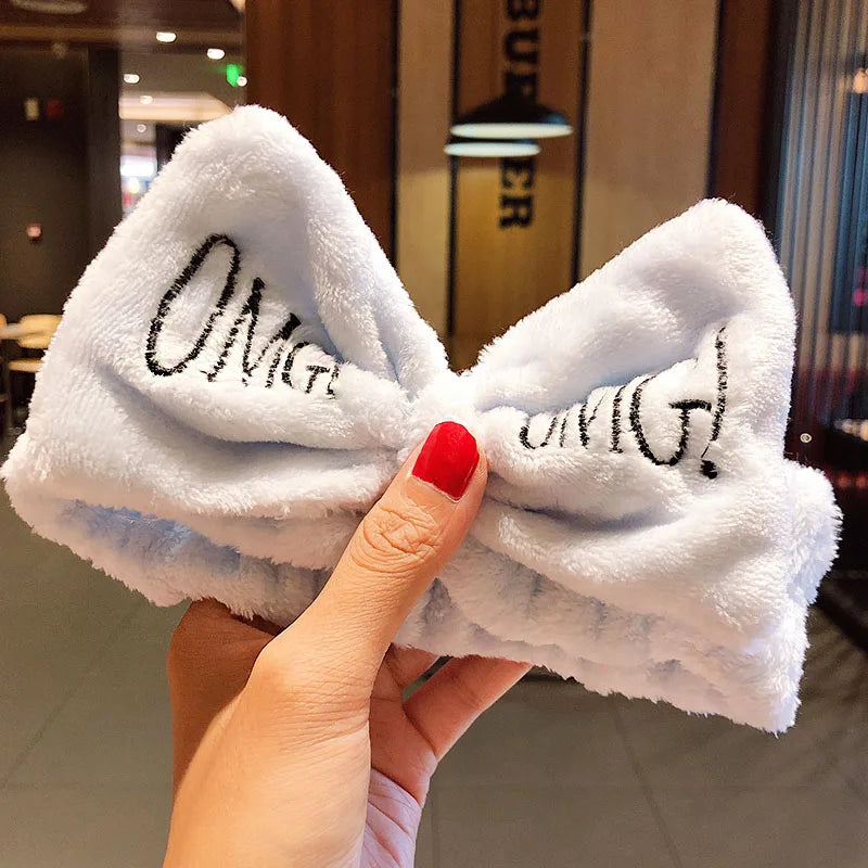 🎀 Soft Coral Fleece Bow Headband – Animal Ears & Turban Style 🎀