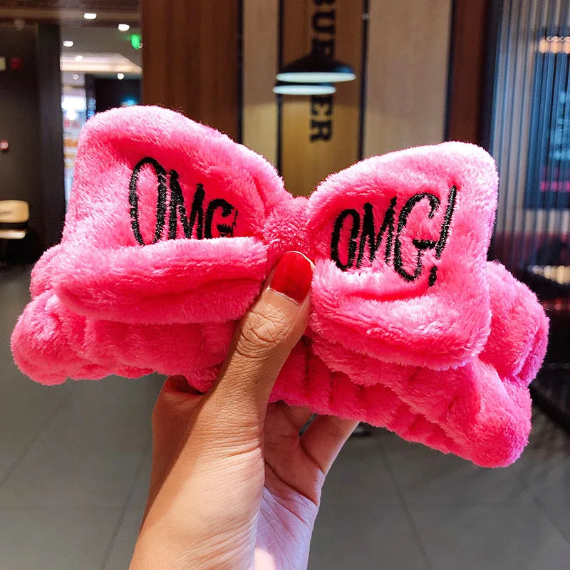 🎀 Soft Coral Fleece Bow Headband – Animal Ears & Turban Style 🎀