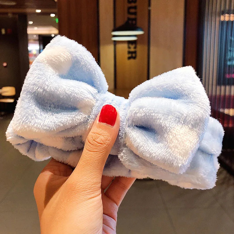 🎀 Soft Coral Fleece Bow Headband – Animal Ears & Turban Style 🎀